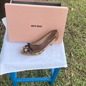 Miu Miu Brown Embellished Women's Shoes